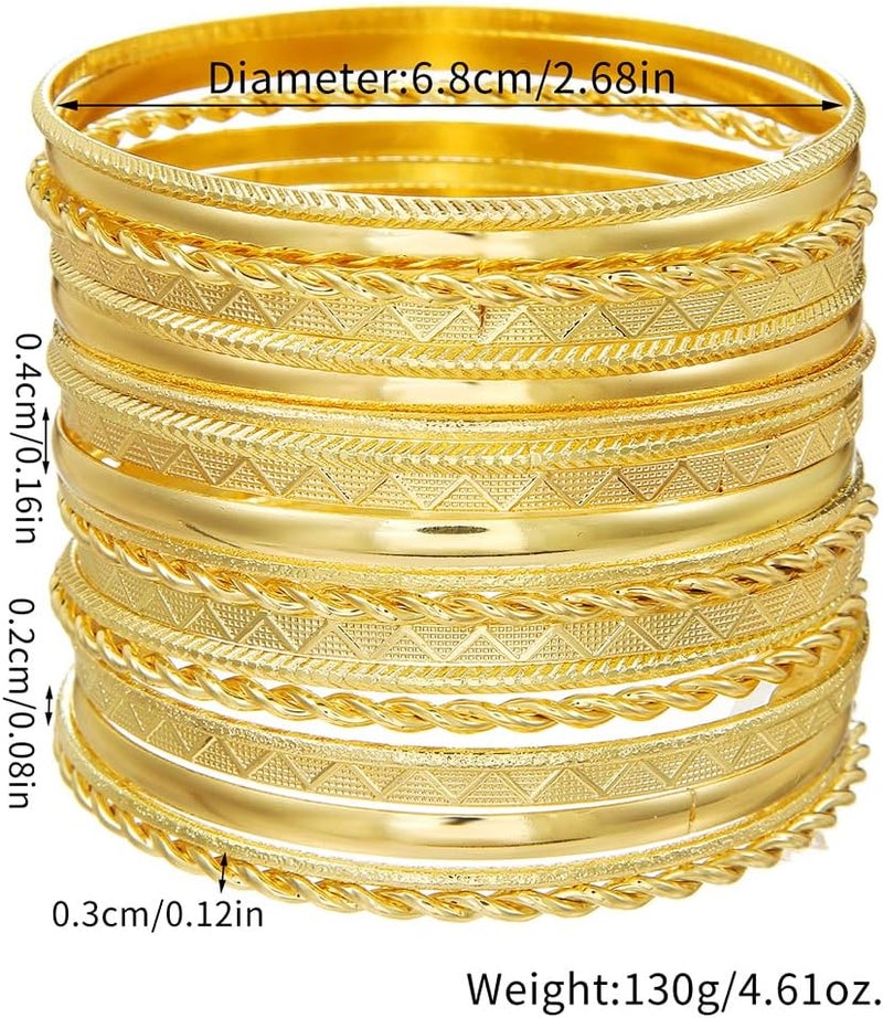 RINTOLER Store 16Pcs Gold Bangle Bracelets for Women - Multi Layer Stackable Textured Bracelets Boho Jewelrys Set. - Image 5